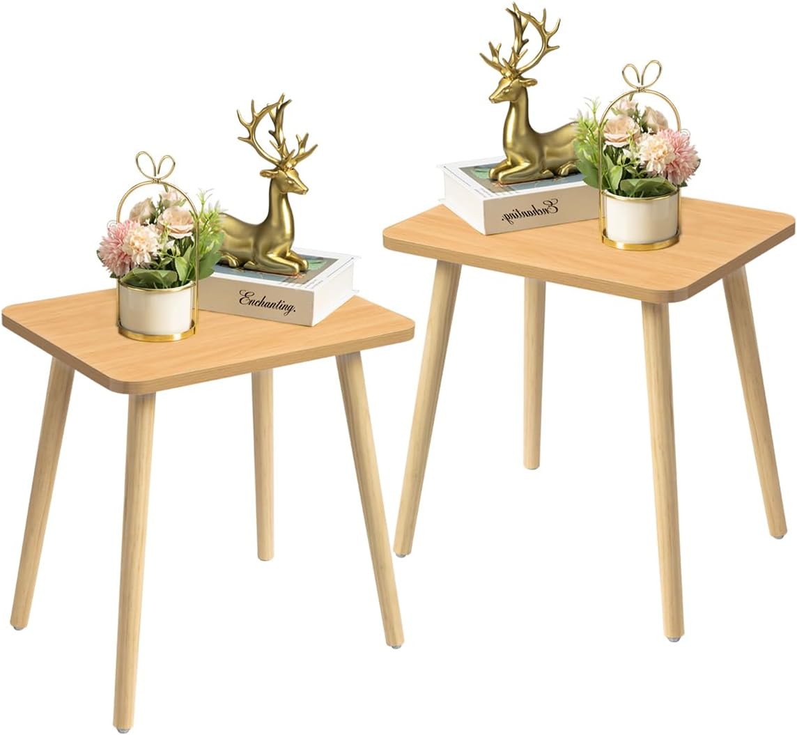 FORAOFUR End Tables Living Room Set of 2, Side Tables for Small Spaces, Modern Side Table Accent Tables with Wooden Legs for Living Room, Bedroom, Easy Assembly