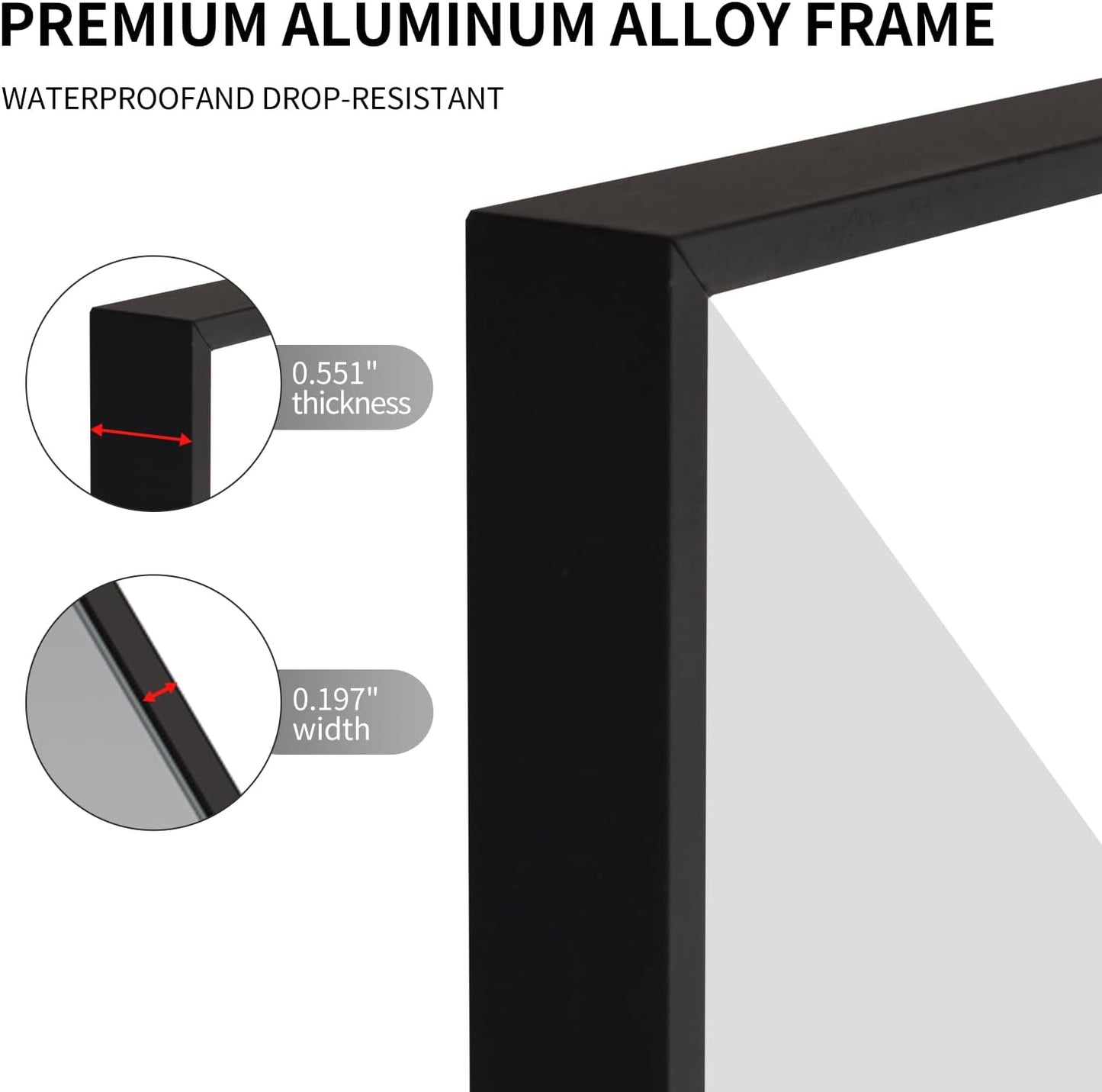 Black Bathroom Mirror for Wall, Rectangle Mirrors with Metal Frame, Modern Vanity Wall Mirror Decor for Entryway Hangs, Bathroom Living Room Horizontal or Vertical (Black, 48" L x 30" W)