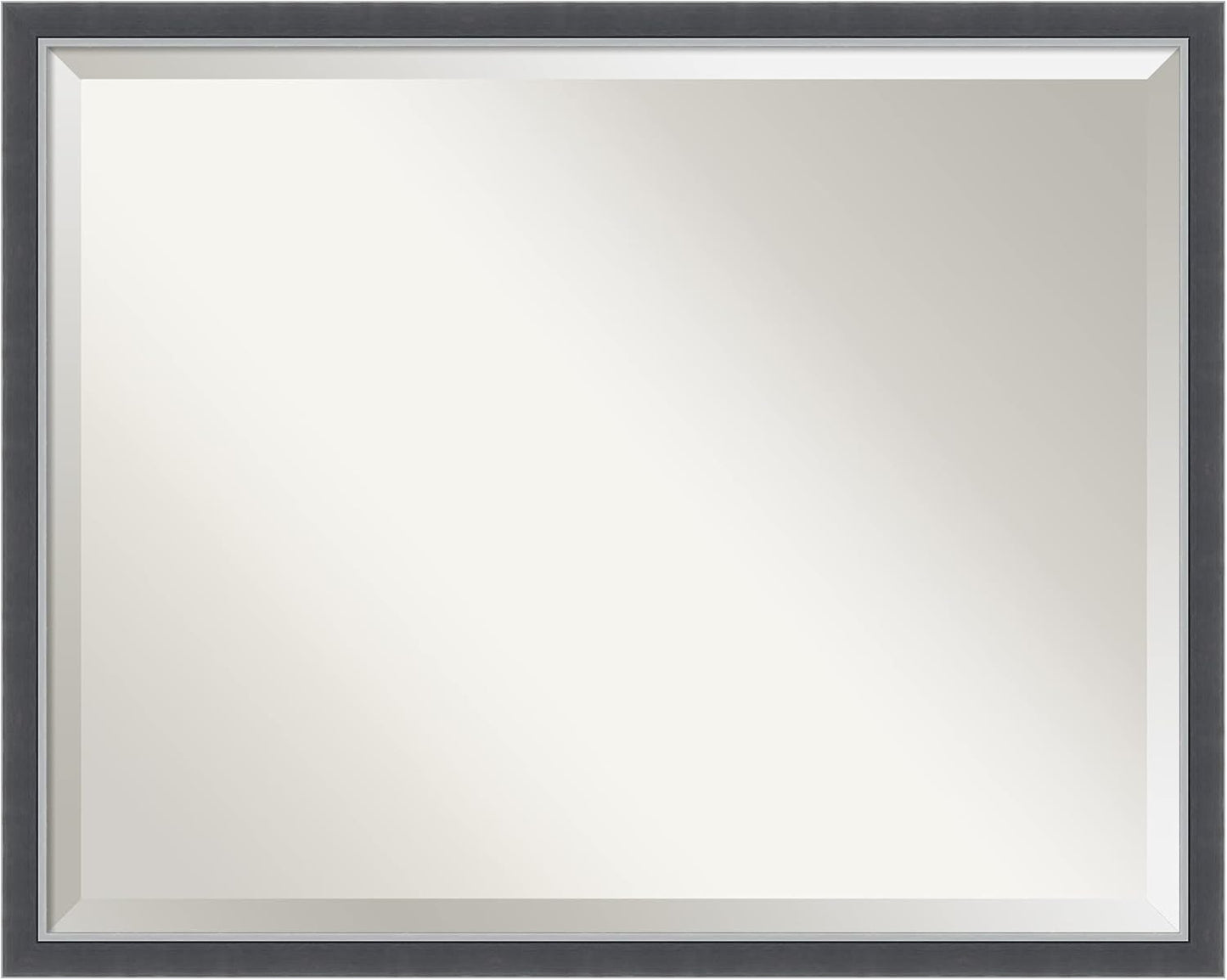 Amanti Art Black Bathroom Mirror for Over Sink, 24x30 Eva Black Silver Thin Rectangle Vanity Mirror, Large Modern Contemporary Frame, Hangs Horizonally and Vertically, Bathroom Wall Decor, Beveled