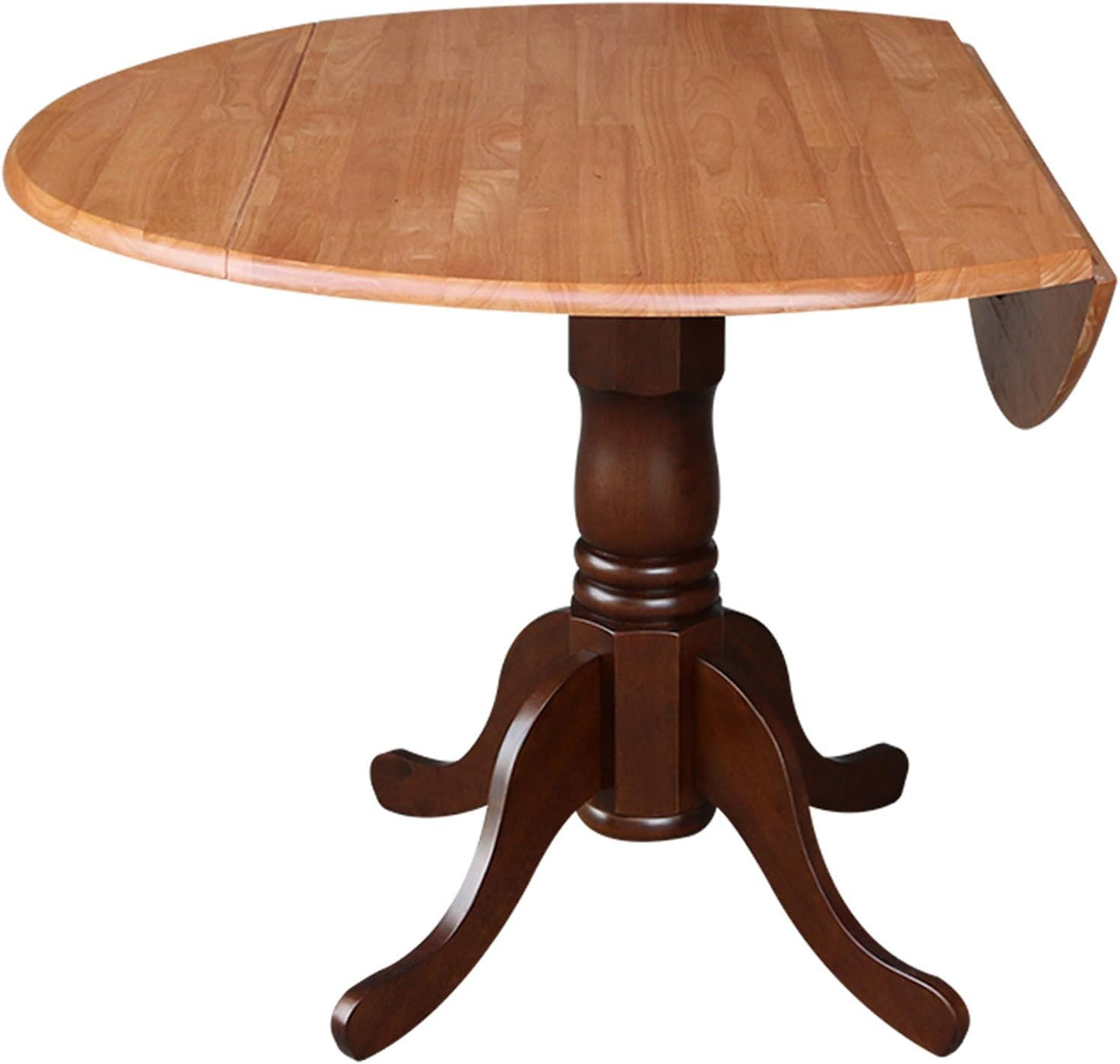 International Concepts Round Dual Drop Leaf Ped Table, Cinnamon/Espresso, 42-Inch