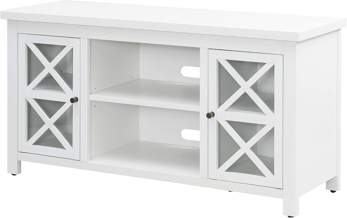 Henn&Hart Rectangular TV Stand for TV's up to 55" in White, TV Stands for the Living Room