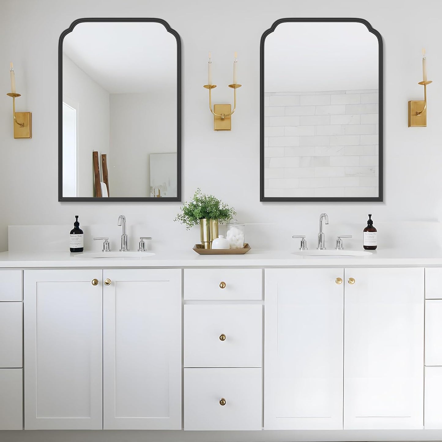 20X30 Inch Black Metal Framed Bathroom Mirror for Wall, Matte Black Bathroom Vanity Mirror, Rectangular Rounded Decor Mirror Anti-Rust, Tempered Glass (Black 20" x 30")