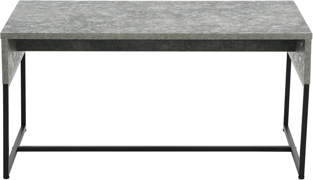Household Essentials Wrap Rectangular Coffee Table Rustic Slate Concrete and Black Metal