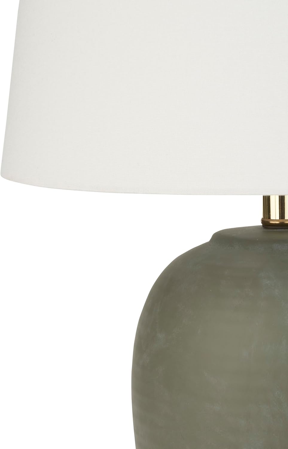 Nourison Home 23" Olive Green Ceramic Pot Table Lamp for Bedroom, Living Room, Dining Office, with White Tapered Drum Shade