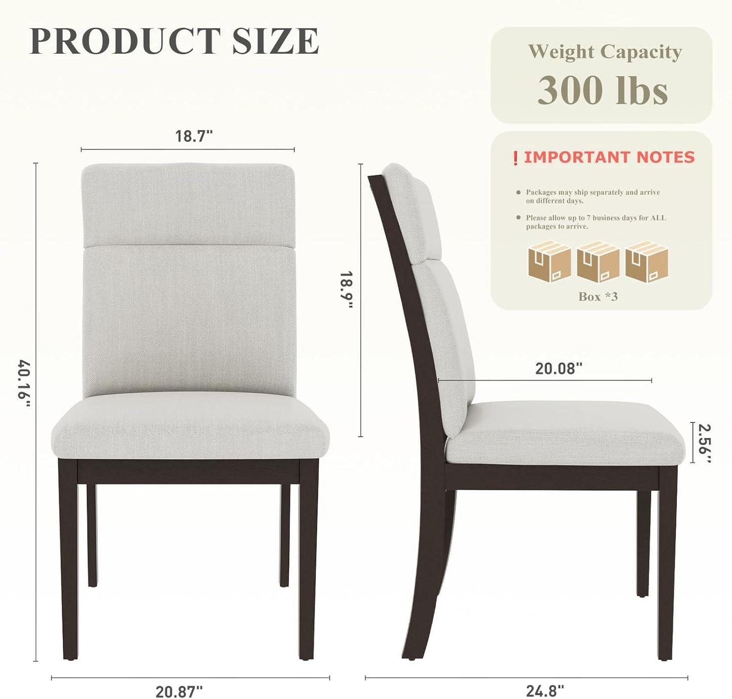 COLAMY Wooden Dining Chairs Set of 6, Modern Fabric Upholstered Kitchen Side Chairs, Farmhouse Ladder High Back Dining Room Chair with Foot Pegs - White