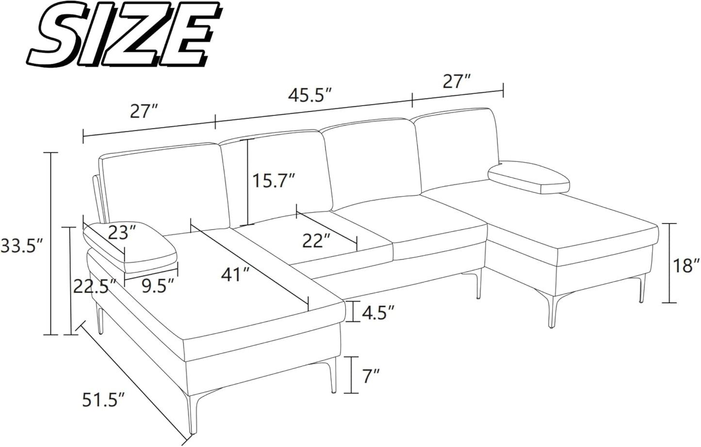 Modular Sectional Sofa, U Shaped Couch with Double Chaise, 6 Seat Comfy Sectional Couches for Living Room, Modern Lounge Modular Couch for Apartment, White