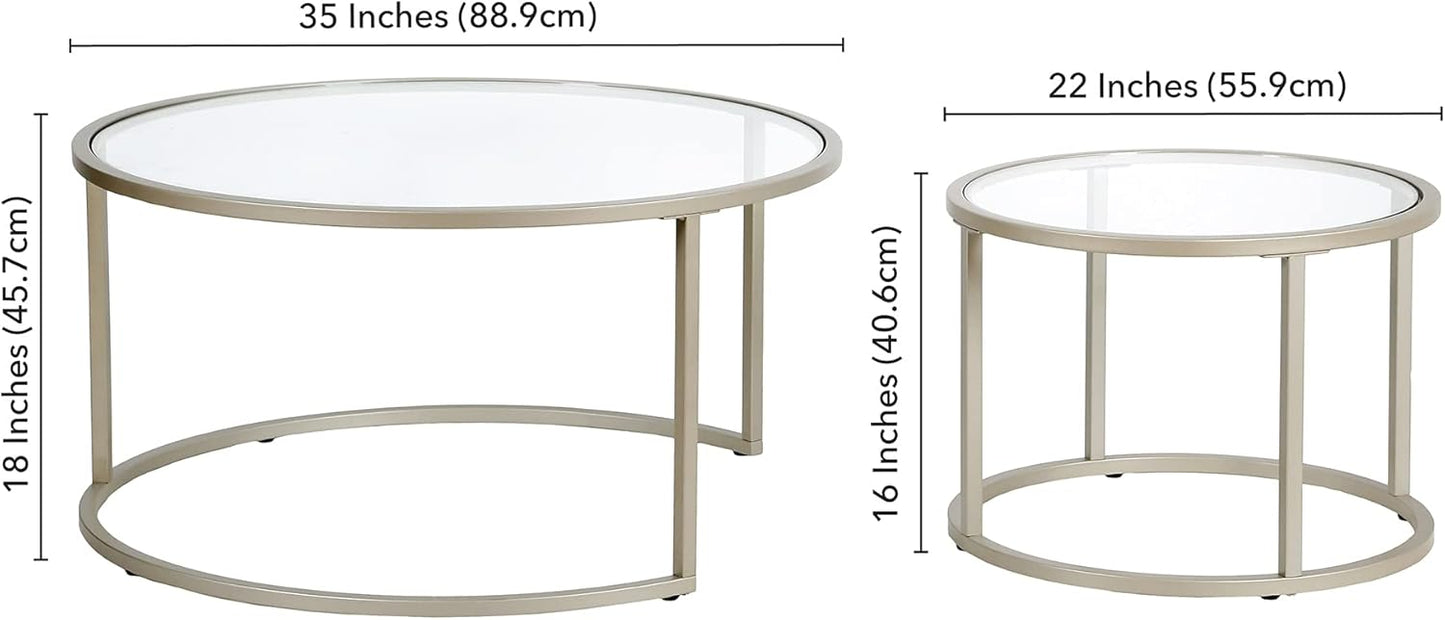 Watson Round Nested Coffee Table in Satin Nickel