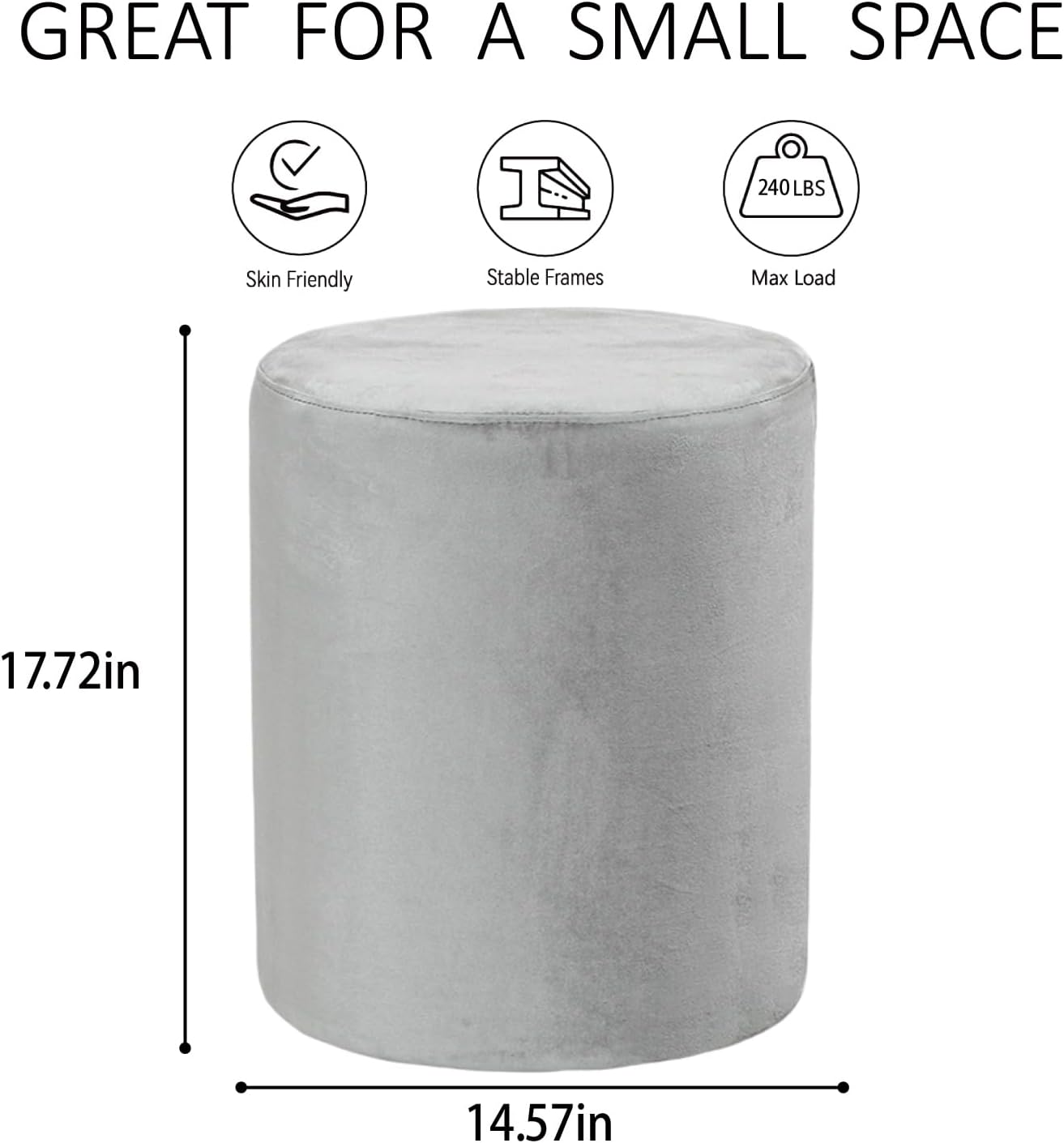 Get Set Style Modern Round Ottoman with Soft Padded Seat, Multifunctional Vanity Stool for Makeup, Upholstered Footrest Stool Ottoman Foot Stool for Living Room, Bedroom