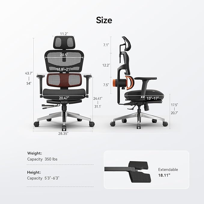 Newtral Ergonomic Office Chair with Fully Adaptive Lumbar Support, 136°Tilt Function, Computer Desk Chair with Soft 4D Armrest, Adjustable Headrest (Supreme Without Laptop Tray, Black)