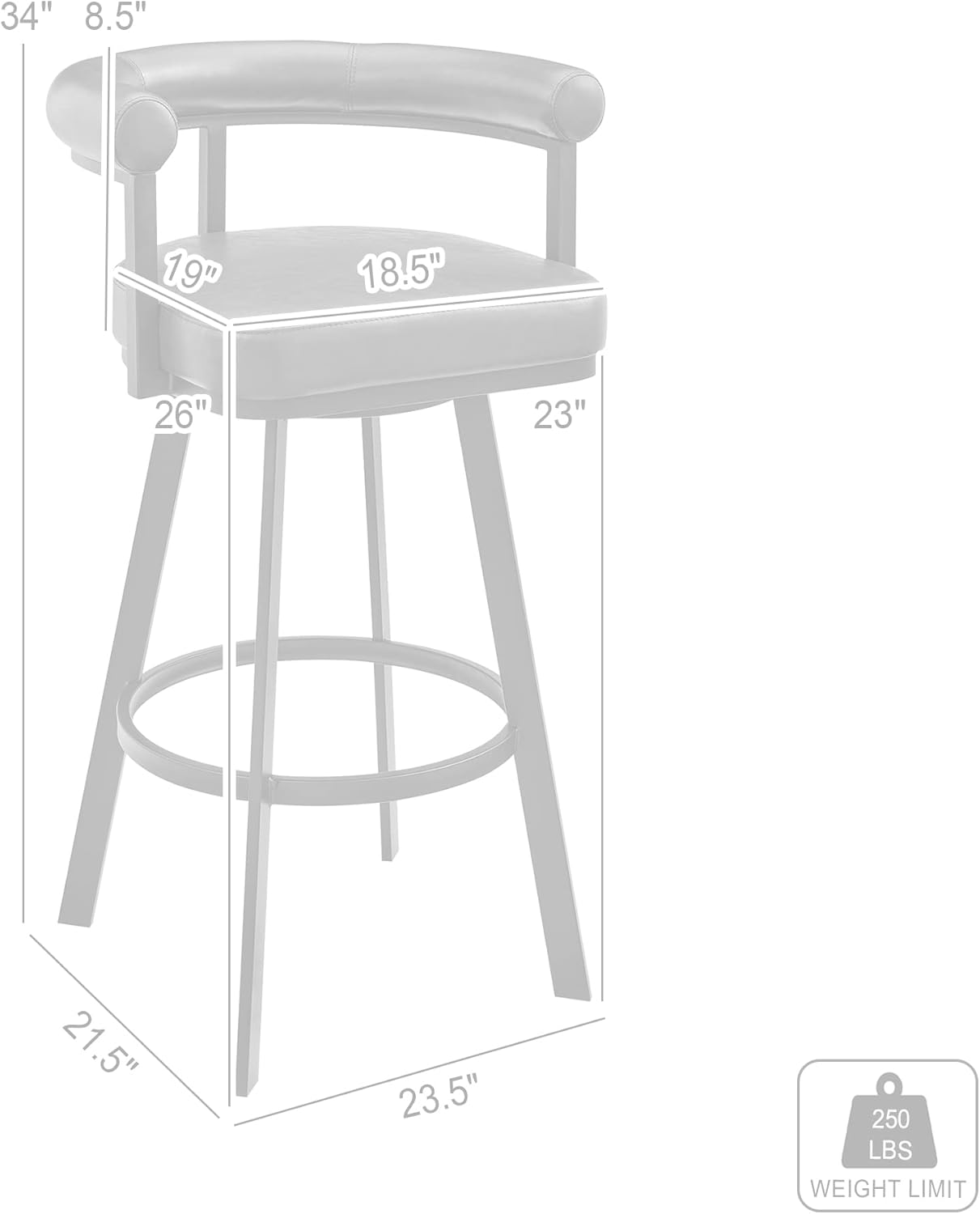 Armen Living Magnolia Swivel Counter Stool in Black Metal with Brown Faux Leather