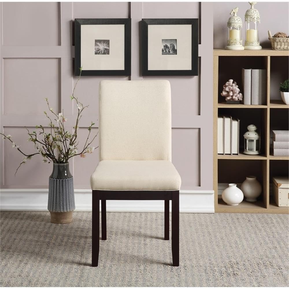 OSP Home Furnishings Dakota Upholstered Parsons Chair with Espresso Finish Wood Legs, Linen