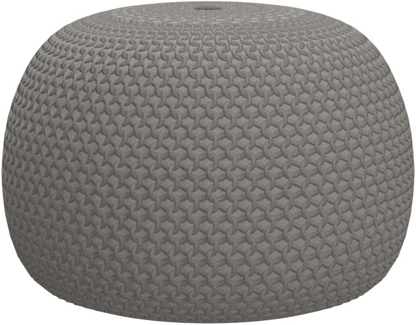 FRELISH DECOR Round Pouf Ottoman Hand Knitted 100% Cotton Pouf - Foot Stool - Knitted Bean Bag - Floor Chair for Living Room Bedroom - Foot Rest for Couch (20 Diameter x 14 Height) - Beige
