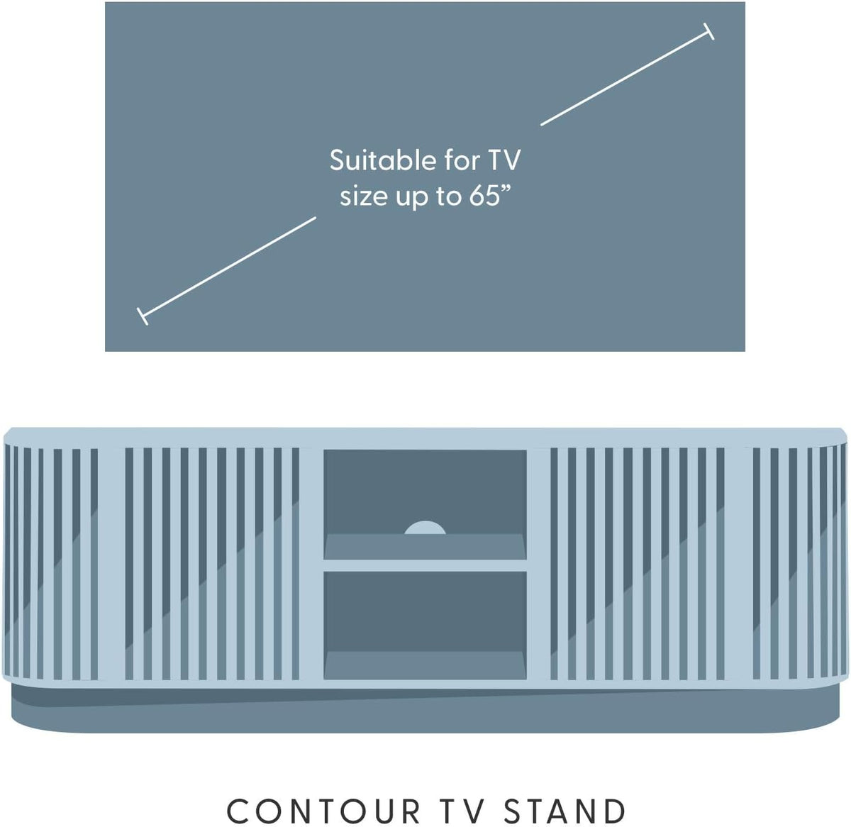 Plank+Beam Contour Wood TV Stand, Solid Wood Entertainment Console with Storage, 59" L x 16" W x 19" H, Black