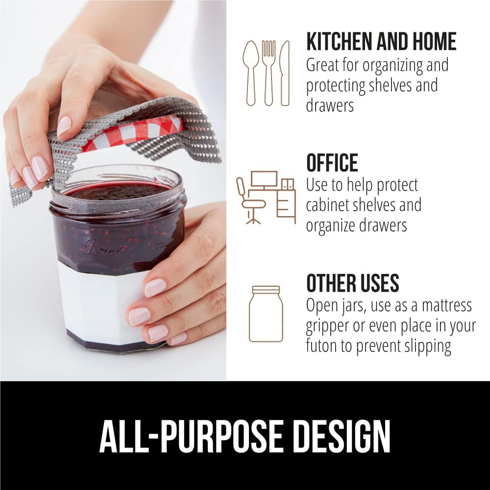 GORILLA GRIP powerGRIP Drawer Shelf and Cabinet Liner, Thick Strong Hold, Non-Adhesive Liners Protect Kitchen Cabinets and Cupboard, Bathroom Drawers, Easy Install, Breathable Mat, 24" x20', Gray