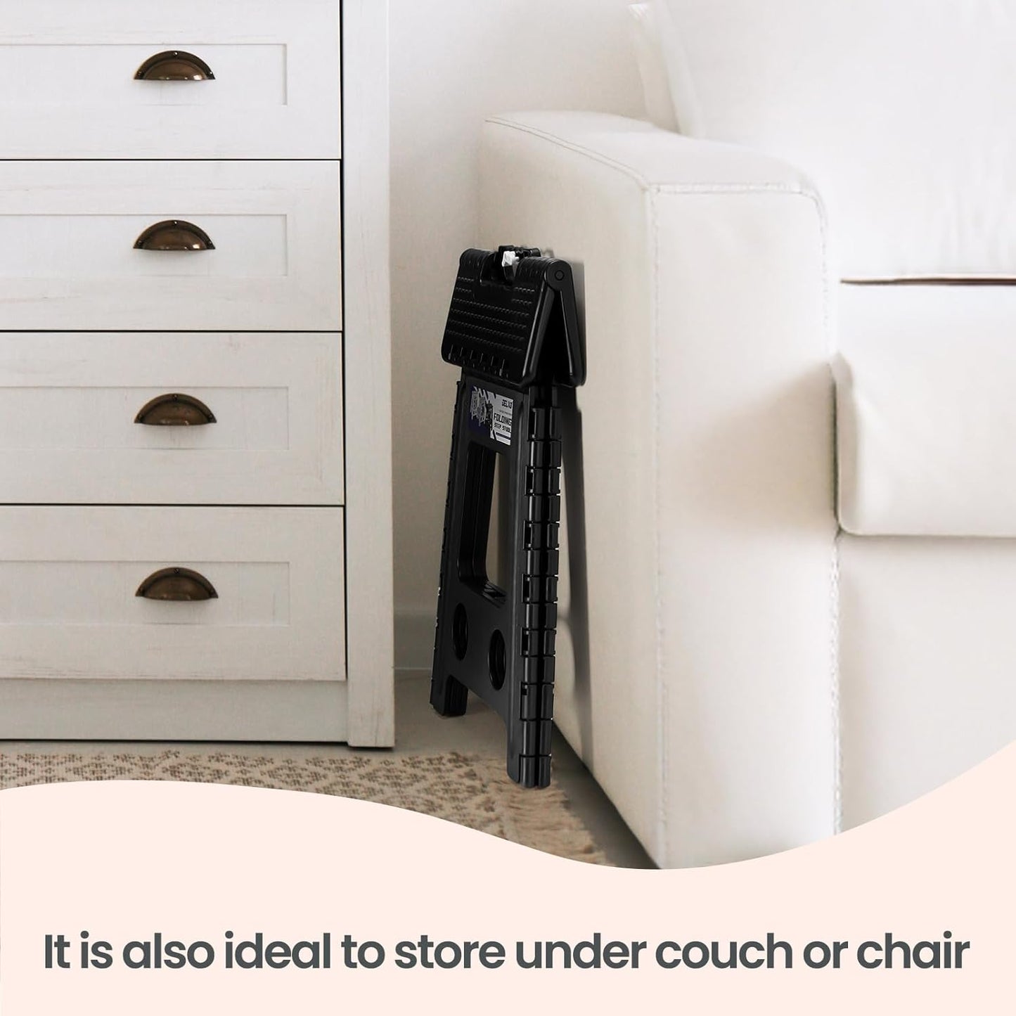 Delxo Folding Step Stool 16 Inch,Non-Slip Foldable Stools for Adults Up to 300 LBS,Kitchen Collapsible Fold Up Stepping Stool with Dotted 1 Pack,Black