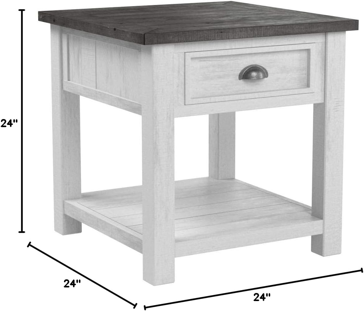 Martin Svensson Home Monterey Solid Wood End Table White with Grey Top