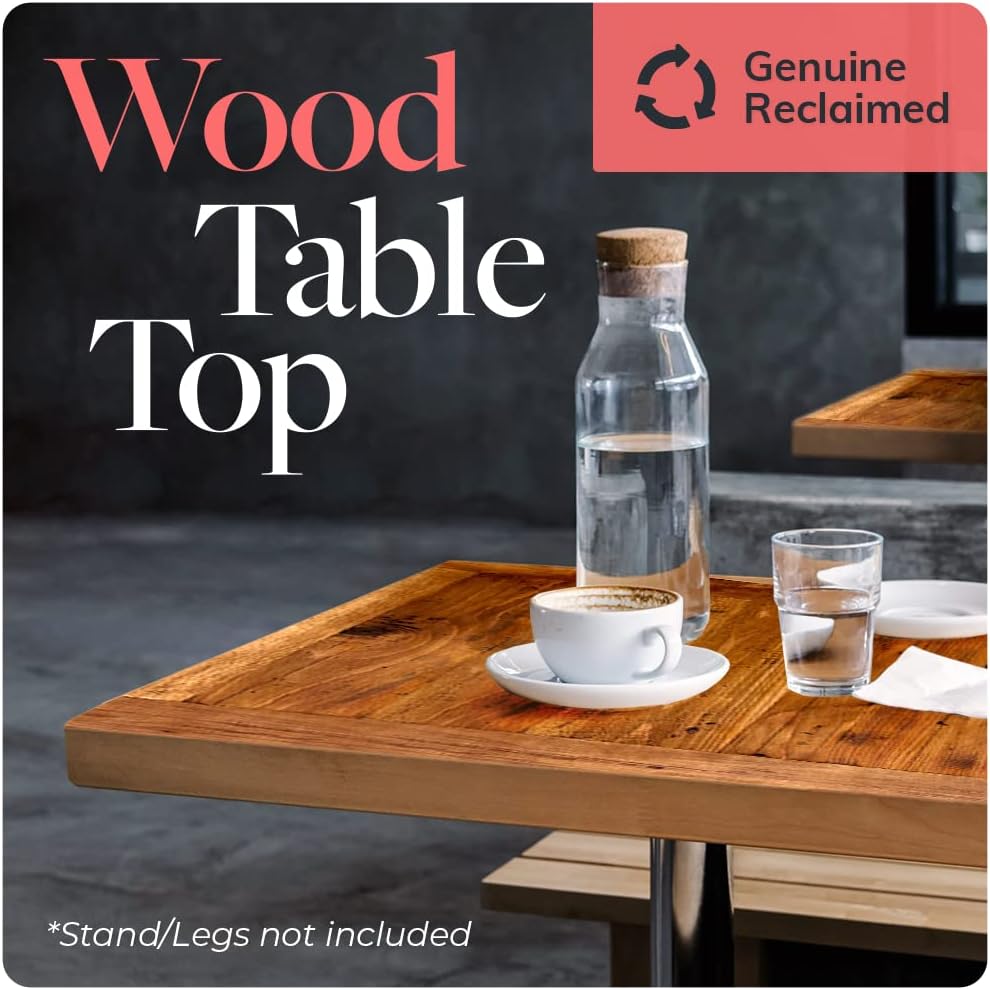 Reclaimed Wood Table Top - Rustic Recycled Solid Wooden Piece Perfect for Signs, Counters, Kitchens Table Tops (Reclaimed Wood Tabletop with Breadboard Ends, 30" x 42")