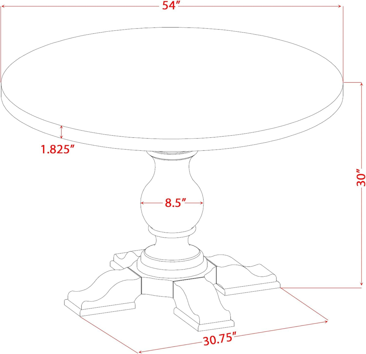 I55-11-TP Breakfast Table with Acacia Wood Round Tabletop and Stylish Pedestal Base - Sand Blasted Black Finish