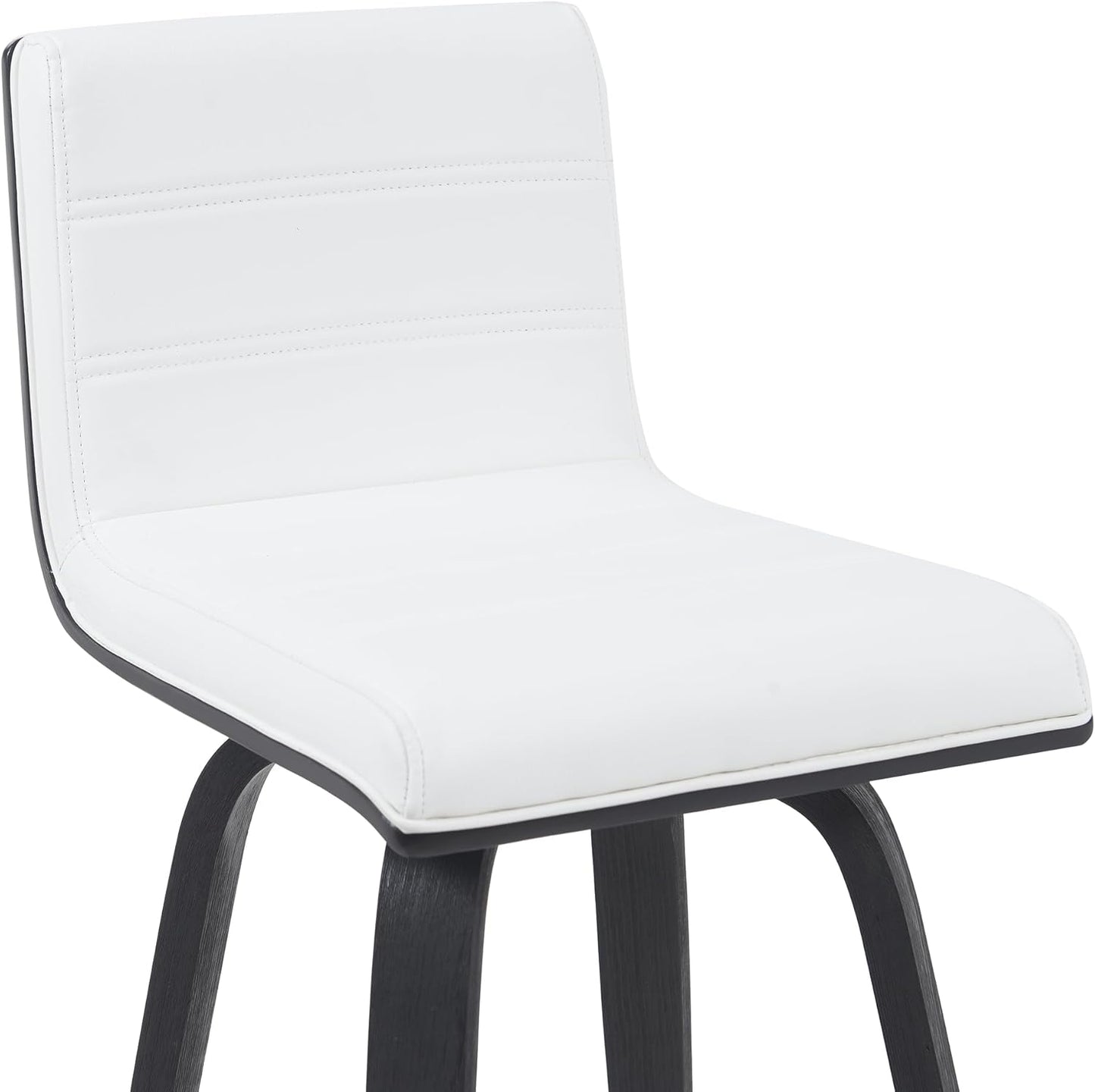 Armen Living Vienna Modern Swivel 26" Counter Height Barstool with White Faux Leather and Black Wood Finish