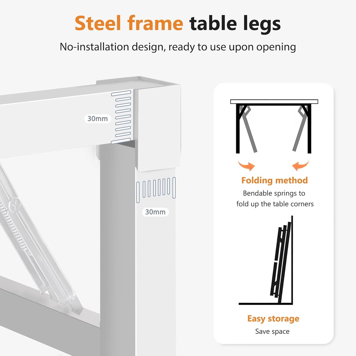 DlandHome Large Computer Desk, Folding Desk, Decent and Steady Home Office Desk/Workstation/Table 54.3inch White White