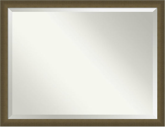 Amanti Art Bronze Bathroom Mirror for Over Sink, 34x44 Blaine Light Bronze Narrow Rectangle Vanity Mirror, X-Large Modern Contemporary Frame, Hangs Horizonally and Vertically, Bathroom Wall Decor