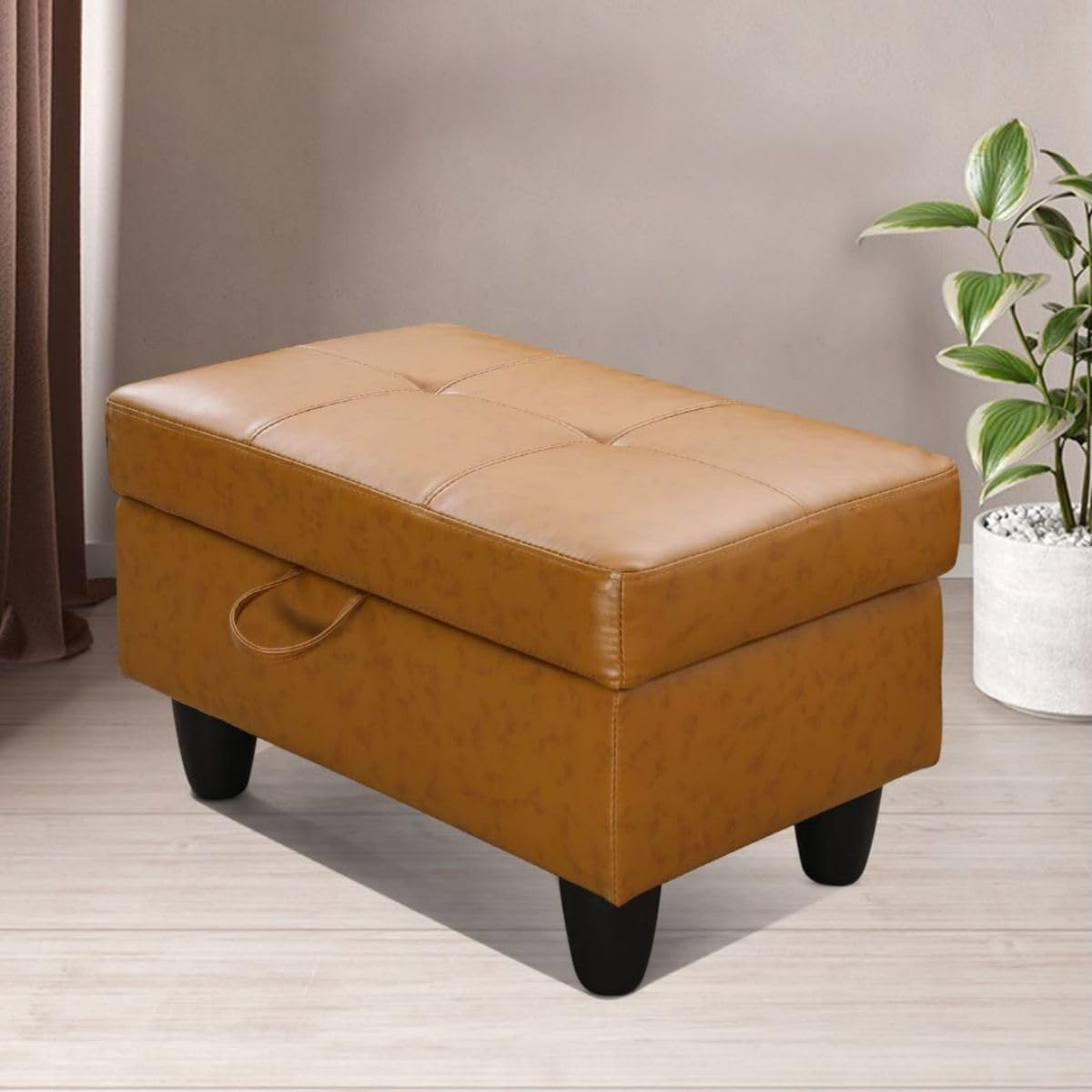 Ginger L-Shaped 3-Piece Faux Leather Sofa with Storage Ottoman Set, Sectional Couch Sofa Set for Living Room, Office, Small Space