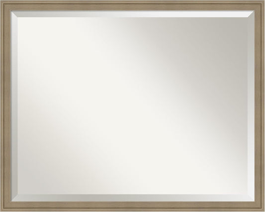 Amanti Art Brown Bathroom Mirror for Over Sink, 24x30 Florence Light Brown Rectangle Vanity Mirror, Large Casual Frame, Hangs Horizonally and Vertically, Bathroom Wall Decor, Beveled Edge from WI, USA