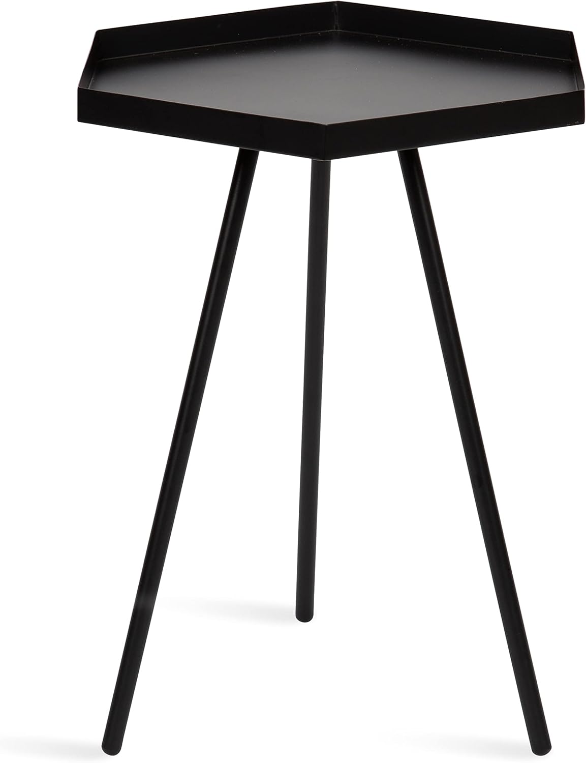Kate and Laurel Kashvi Modern Side Table; 17 x 15 x 20; Black; Decorative Hexagon Bedroom Nightstand Table for Storage and Display