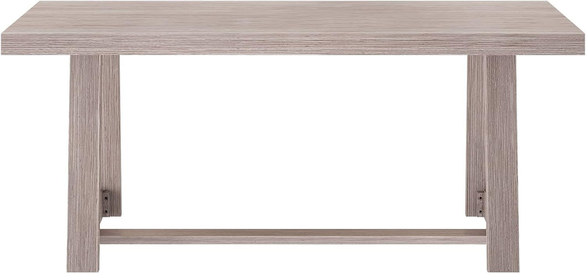 Plank+Beam 72 Inch Farmhouse Dining Table, Solid Wood Rustic Kitchen Table, Large Wooden Rectangular Dinner Table for Dining Room, Home Office, Living Room Furniture, Easy Assembly, Seashell Wirebrush