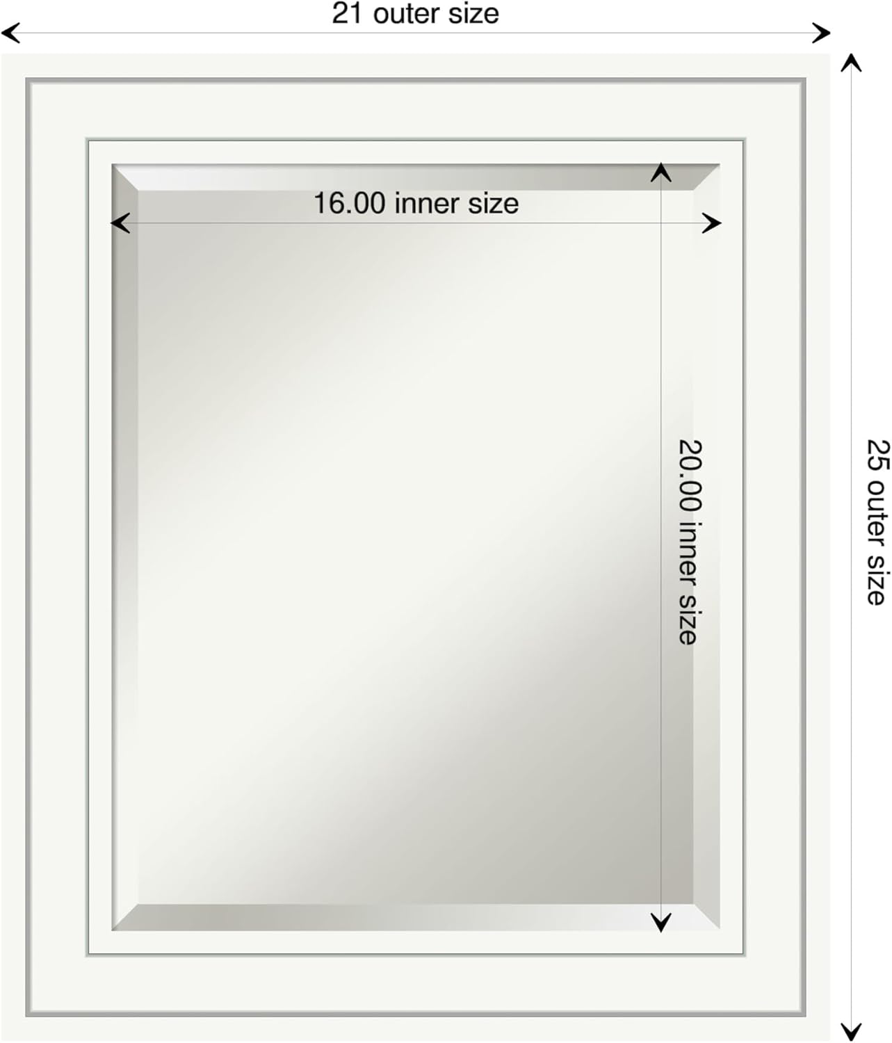 Amanti Art White Bathroom Mirror for Over Sink, 25x21 Craftsman White Rectangle Vanity Mirror, Small Casual Wood Frame, Hangs Horizonally and Vertically, Bathroom Wall Decor, Beveled Edge from WI, USA