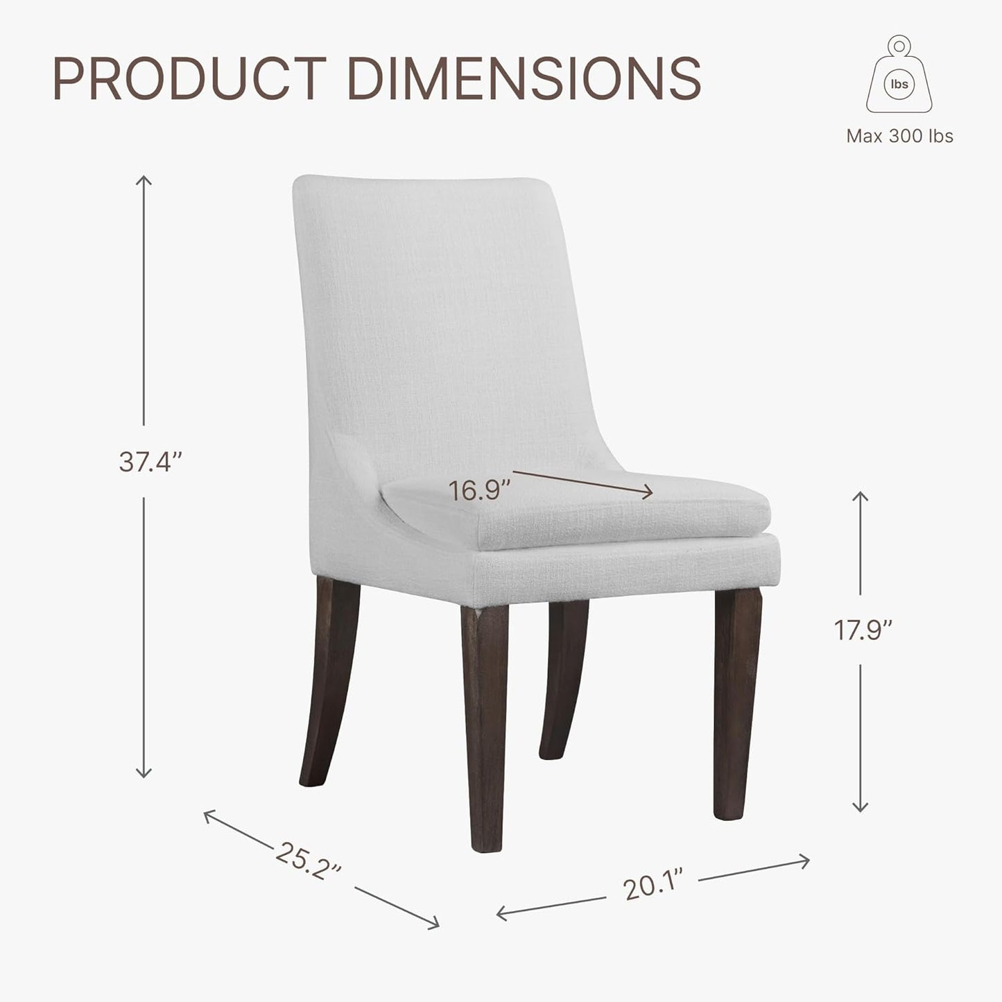 Upholstered Dining Chairs Modern Sidechair Performance Fabric High Back Armlesschair for Diningroom Kitchen,White,Set of 4(2 Box)