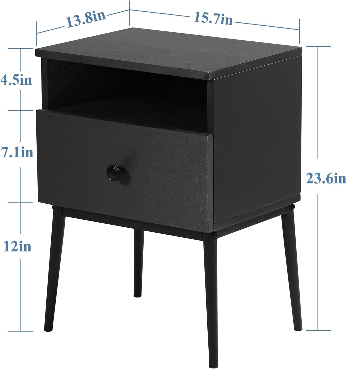 VECELO Modern Nightstands Set of 2,Square End Side Table with Drawer and Storage Space for Bedroom and Living Room