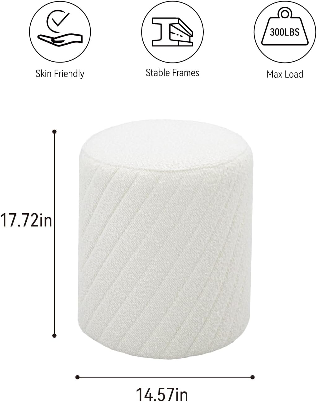 Get Set Style Modern Round Ottoman with Soft Padded Seat, Multifunctional Vanity Chairs for Makeup, Upholstered Footrest Stool Ottoman Foot Stool for Living Room, Bedroom