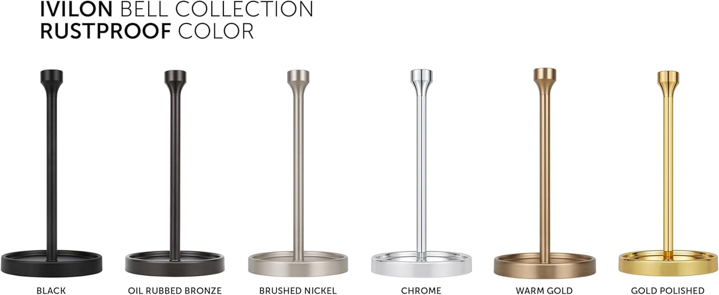 Ivilon Countertop Paper Towel Holder - Modern Bell End Minimalist Design - Fits All Paper Towel Roll Sizes - Color Black