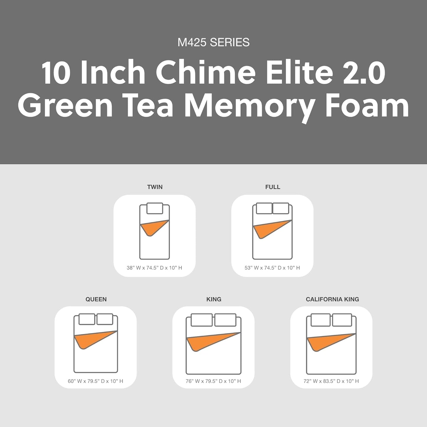 Signature Design by Ashley 10 Inch Chime Elite 2.0 Firm Green Tea Memory Foam Mattress for Cool Sleep and Pressure Relief, Twin, Fiberglass Free, Mattress In A Box