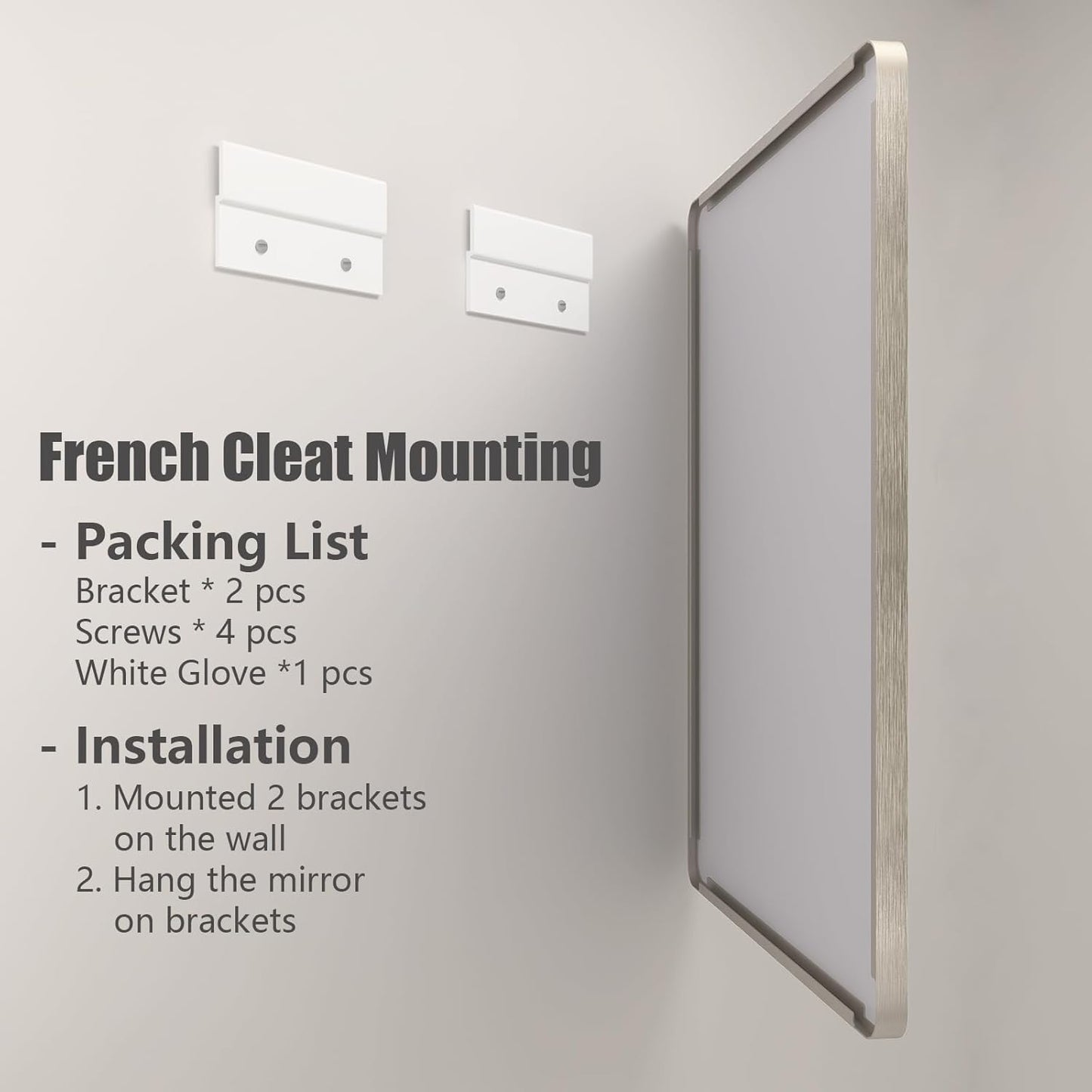 24x36 Silver Bathroom Mirror for Wall, Brushed Metal Framed Bathroom Vanity Mirror, Modern Rounded Corner Rectangle Mirror, Anti-Rust (Horizontal/Vertical)