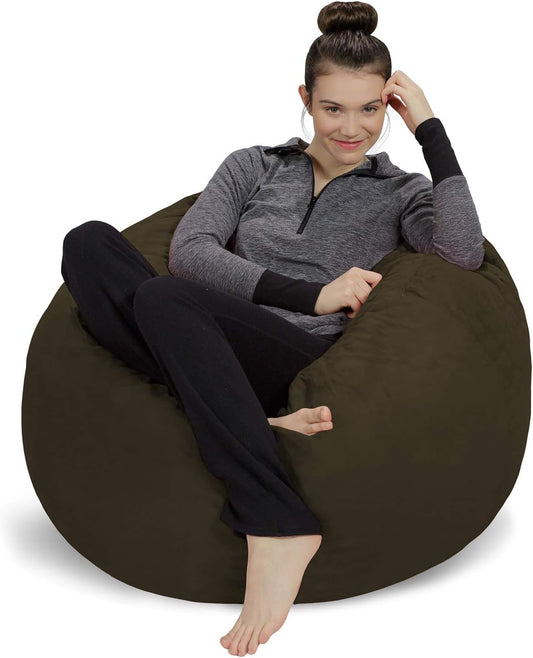 Sofa Sack Bean Bag Chair - Plush, Ultra Soft - Memory Foam Bean Bag Chair with Microsuede Cover - Stuffed Foam Filled Furniture and Accessories for Dorm Room 3 Feet - Olive