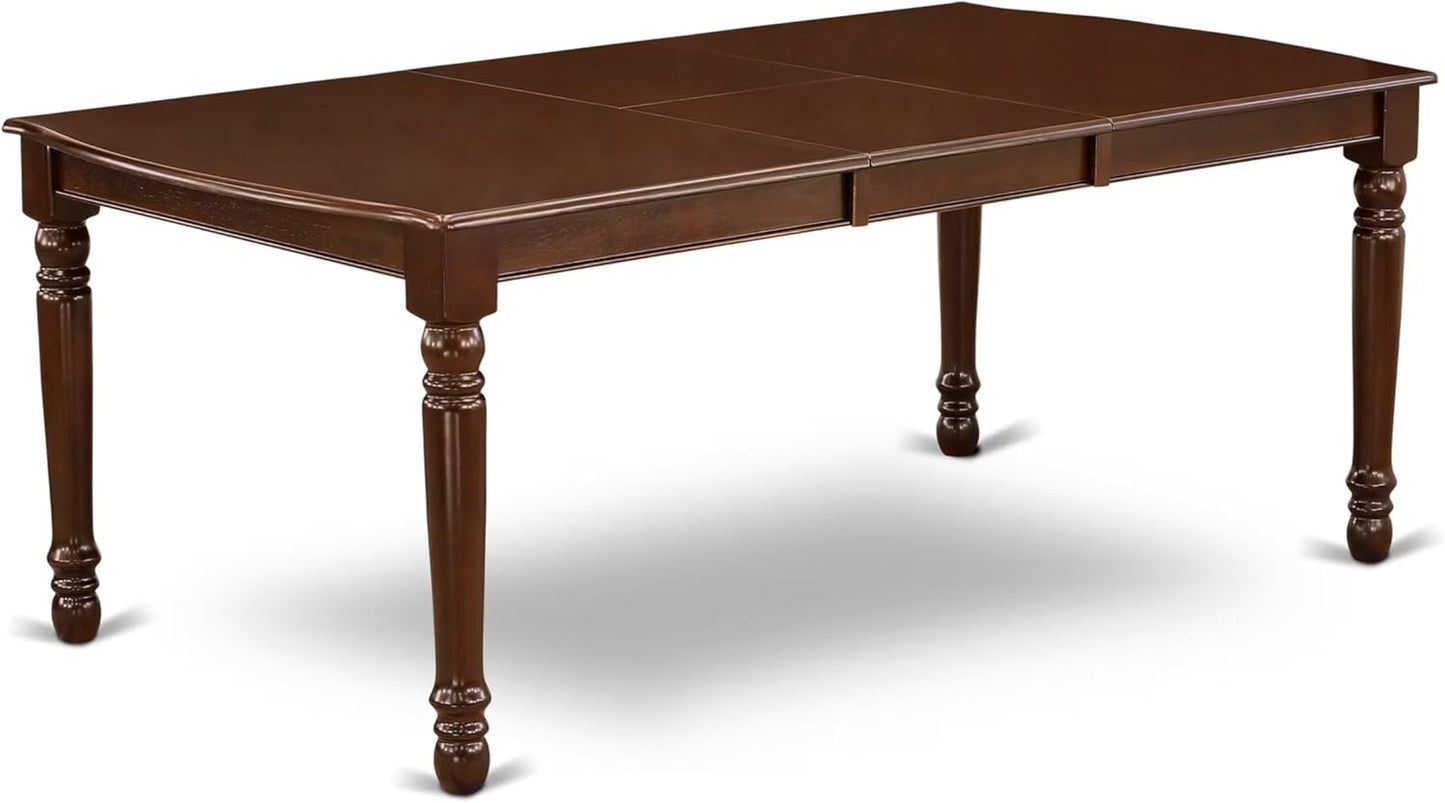 East West Furniture DOAS5-MAH-26 5 Piece Dining Room Table Set Includes A Kitchen Table and 4 Burgundy Polyester Fabric Padded Chairs, Mahogany
