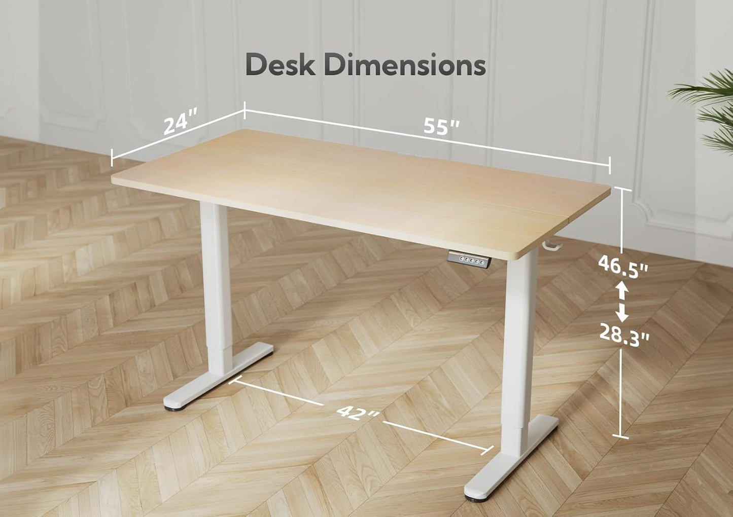 YDN Electric Standing Desk, 55x24 Inch Stand up Desk Adjustable Height, Sit Stand Home Office Desk with Splice Board, Natural