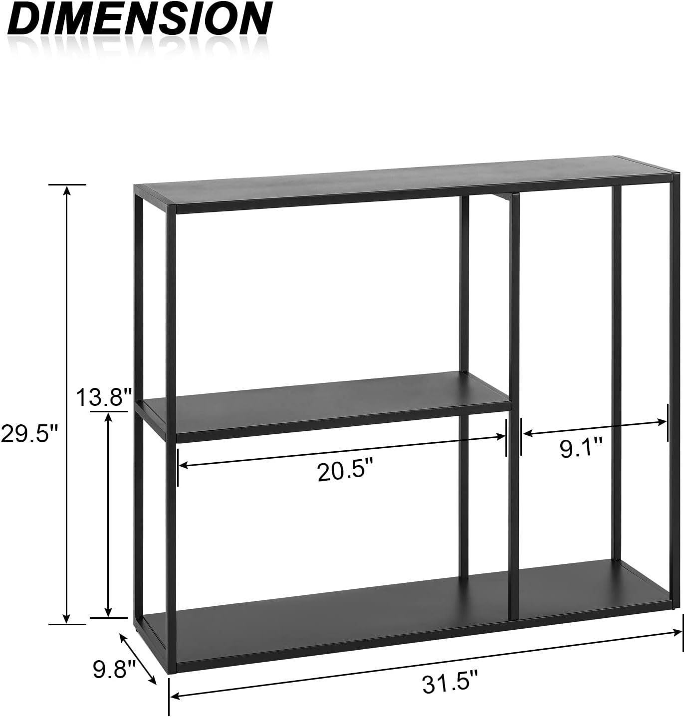 HDANI Console Table, Narrow Entryway Table, 3 Tier Metal Hallway Table, 9.8''Dx31.5''Wx29.7''H(Black)