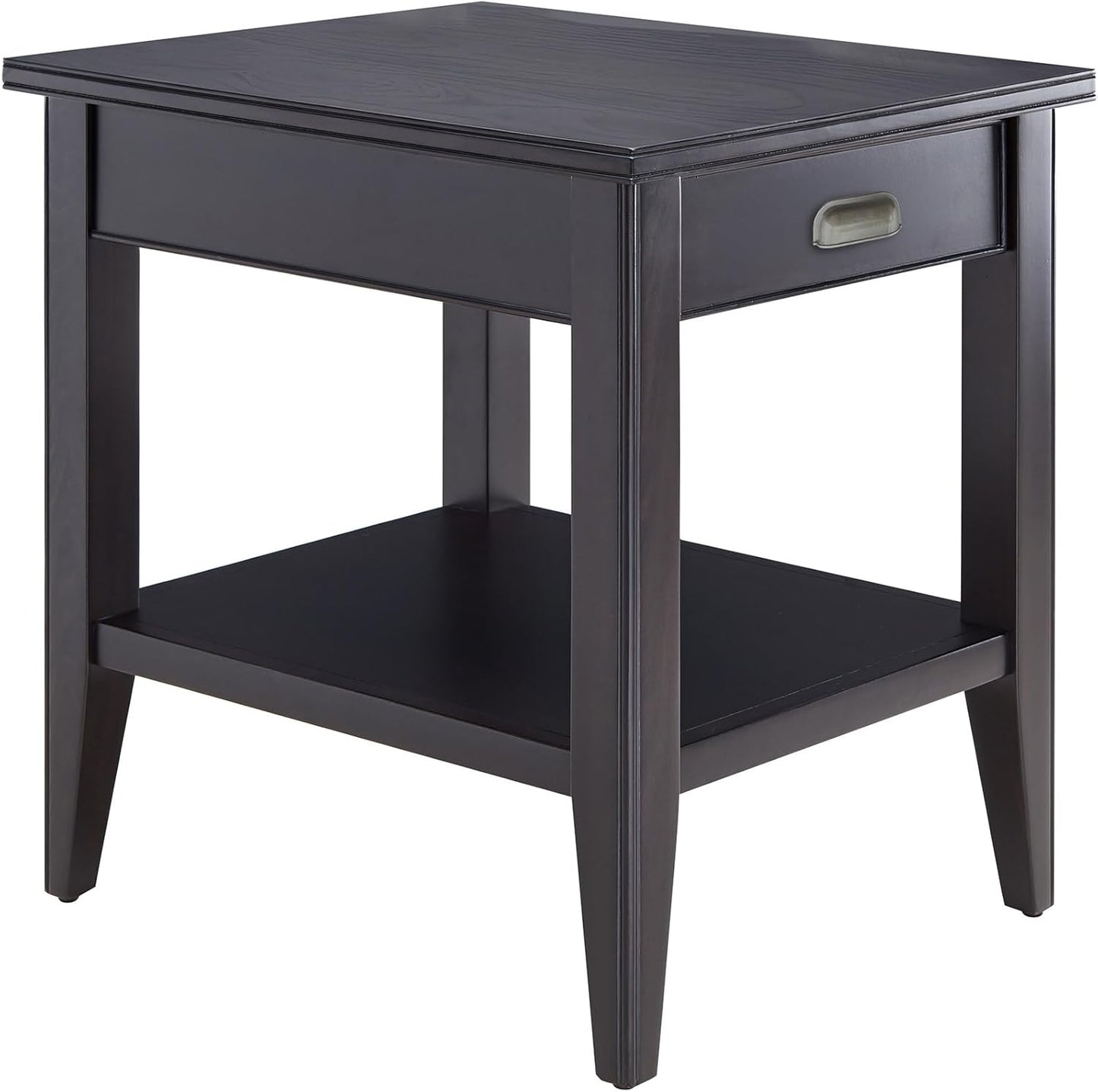 Leick Home Laurent End Table, Solid Wood, 1 Drawer, Bottom Display Shelf, Easy Assembly, for Bedroom/Living Room, Black, 24.0 in L x 20.0 in. W x 24.0 in. H, 10507-BK