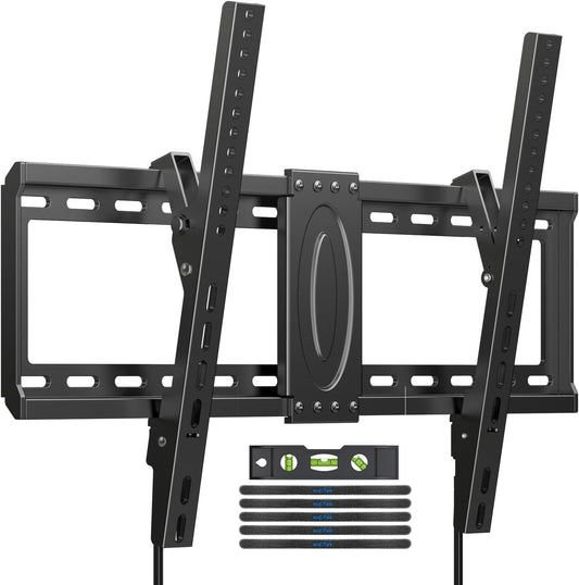 Suptek Tilt TV Wall Mount Bracket for Most 37-82 inch TV, Universal Mount with Max 600x400mm VESA and 132lbs Loading Capacity, Fits Studs 24" Apart, Low Profile with Magnetic Bubble Level (MT5082)