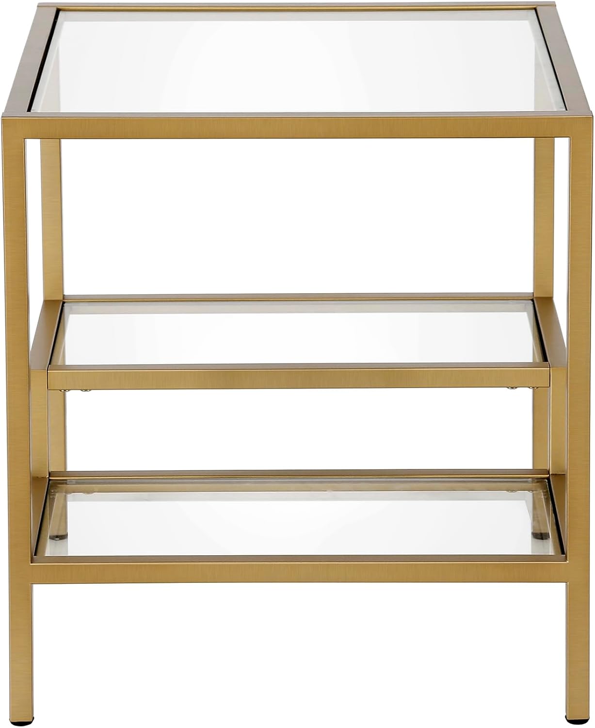 Henn&Hart 20" Wide Square Side Table in Brass, Table for Living Room, Bedroom
