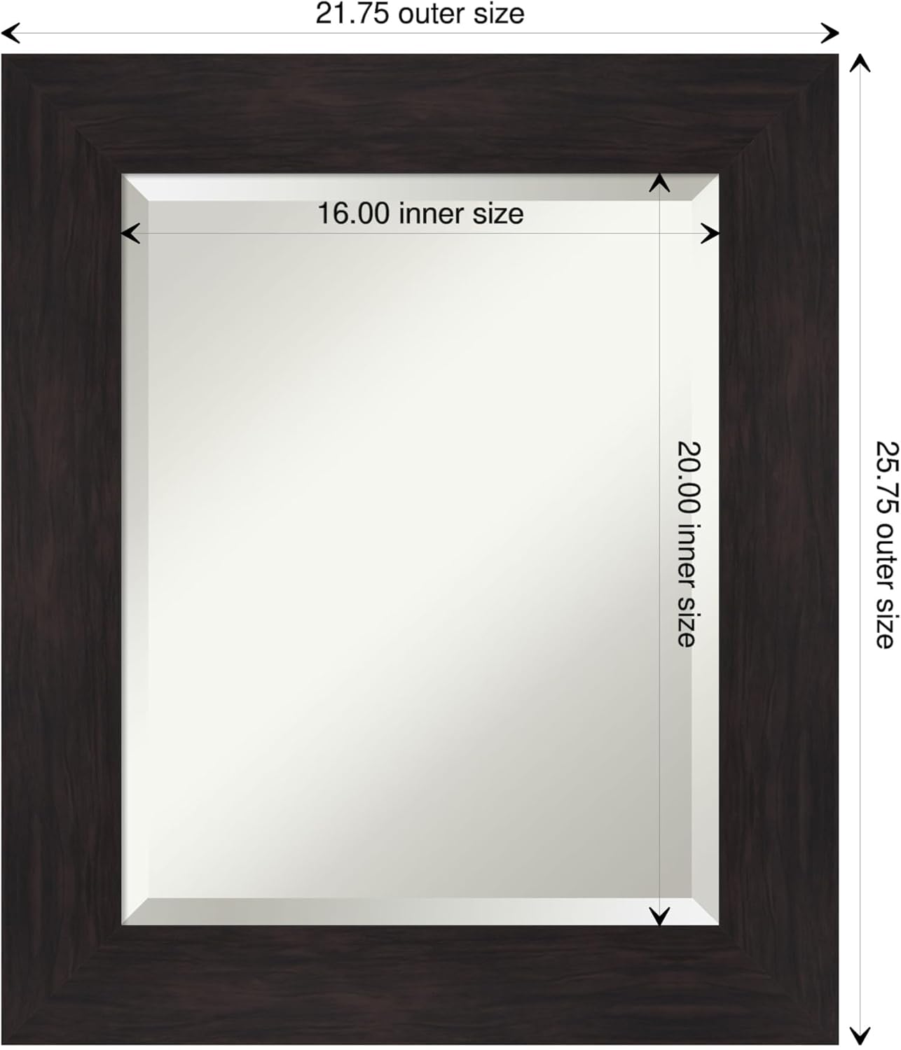 Amanti Art Brown Bathroom Mirror for Over Sink, 26x22 Furniture Espresso Rectangle Vanity Mirror, Small Casual Frame, Hangs Horizonally and Vertically, Bathroom Wall Decor, Beveled Edge from WI, USA