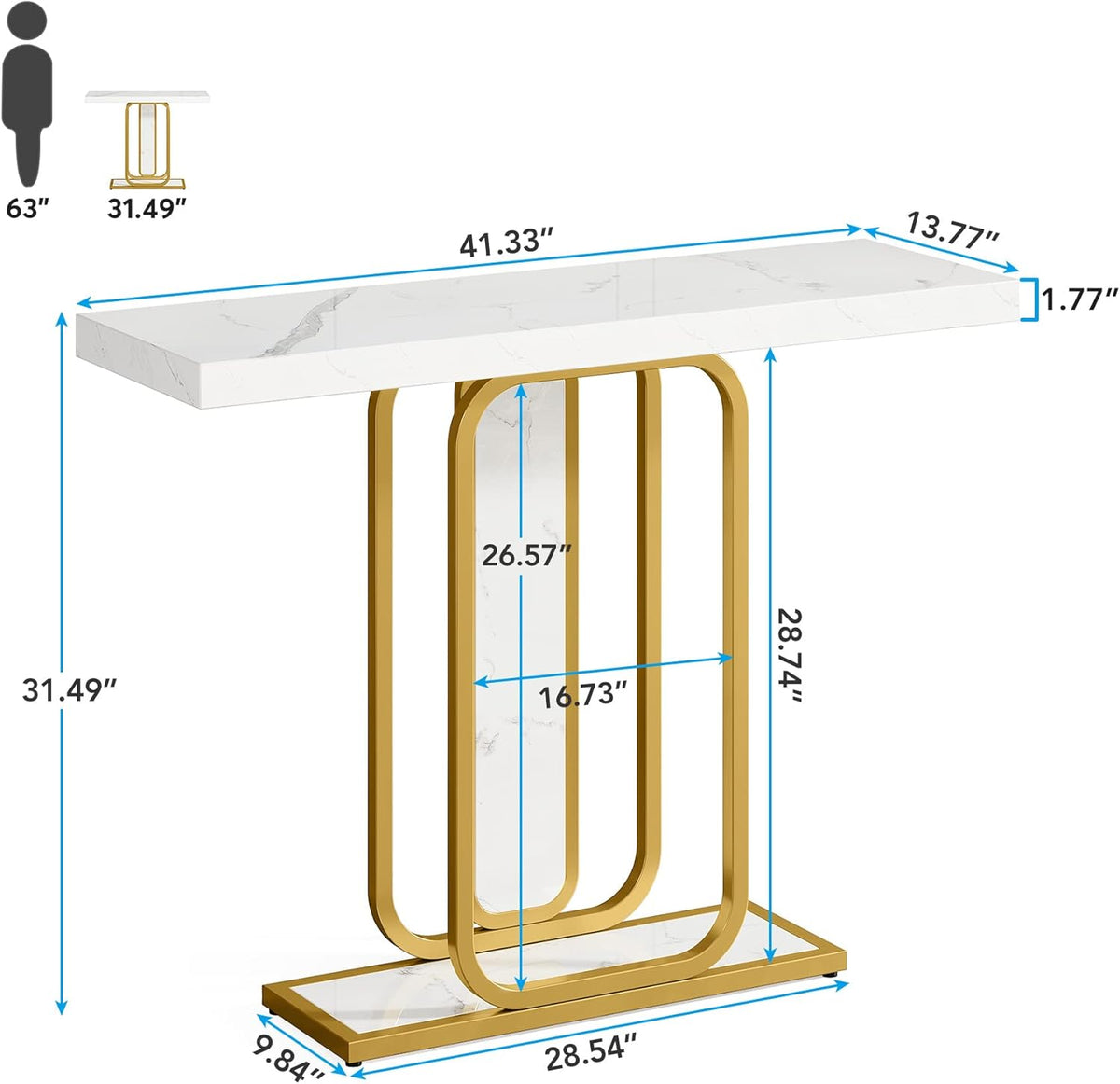 LITTLE TREE Modern Entryway Console Table with LED Lights, White and Gold