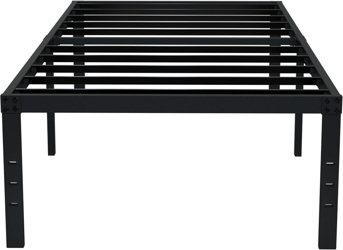 EMODA 18 Inch Twin XL Bed Frames No Box Spring Needed, Heavy Duty XL Twin Metal Platform Bed Frame with Tall Storage Space, Noise Free, Easy Assembly, Black