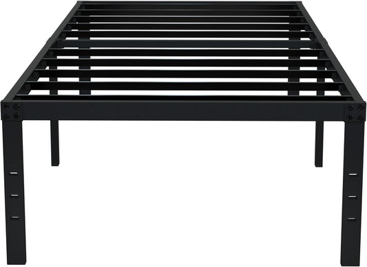 EMODA 18 Inch Twin XL Bed Frames No Box Spring Needed, Heavy Duty XL Twin Metal Platform Bed Frame with Tall Storage Space, Noise Free, Easy Assembly, Black