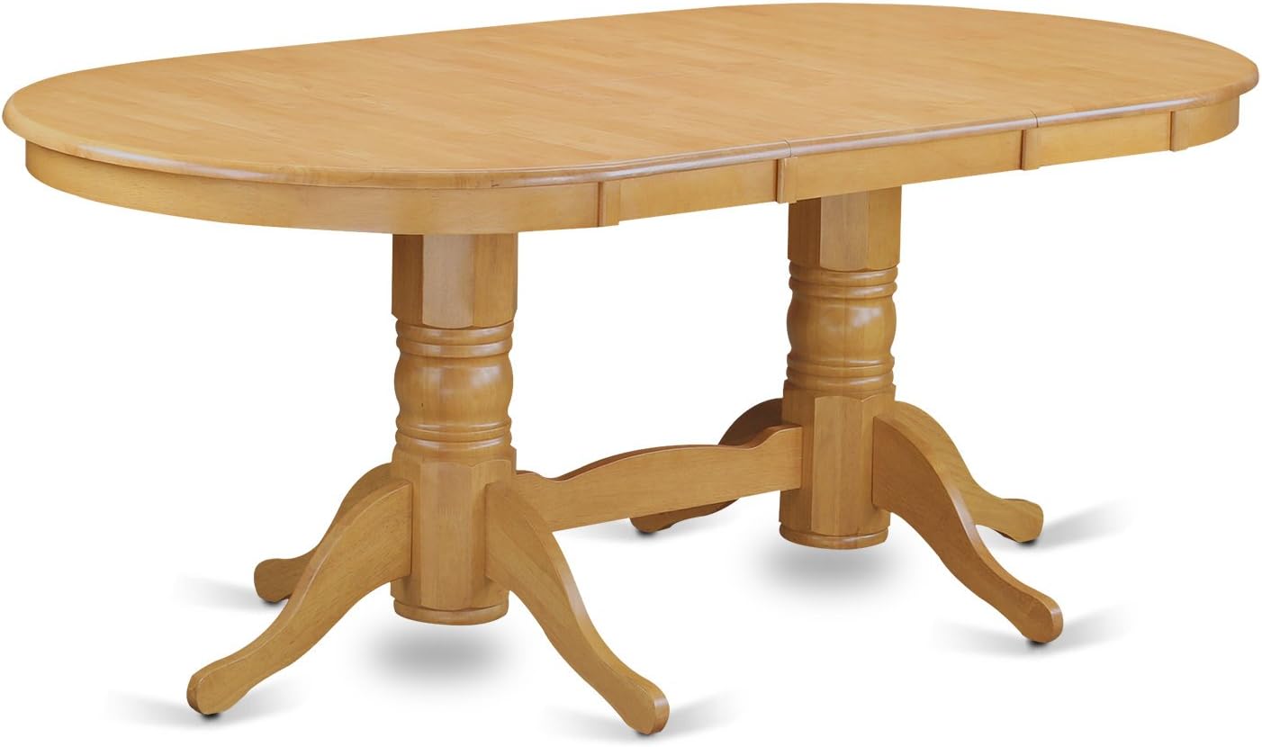 East West Furniture VAAN9-OAK-W 9 Piece Modern Dining Table Set Includes an Oval Wooden Table with Butterfly Leaf and 8 Dining Room Chairs, 40x76 Inch, Oak