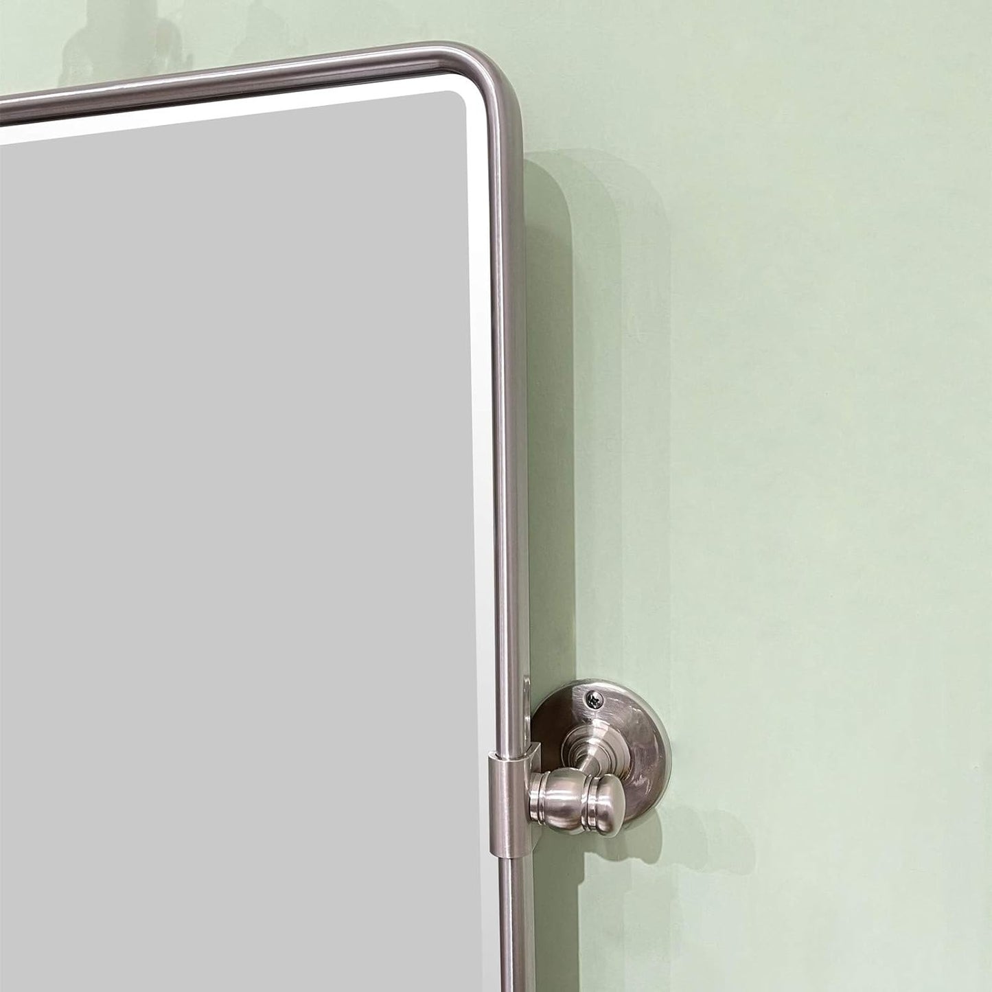 TEHOME 27 x 35'' Farmhouse Brush Nickel Metal Framed Pivot Rectangle Bathroom Mirror Tilting Beveled Vanity Mirrors for Wall