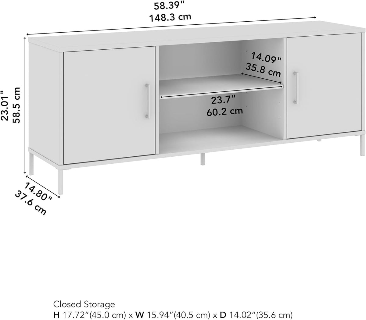 Bush Furniture Essence 58W TV Stand | Large Media Console Cabinet with Storage and Shelves for Living Room, Bedroom, Home or Entryway
